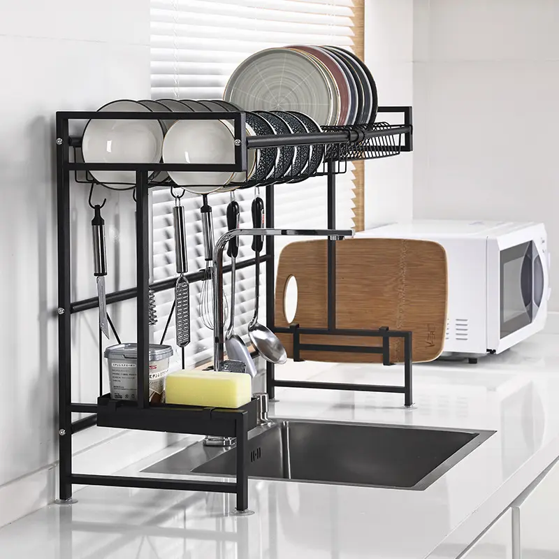 Wholesale Metal Stand Plate Shelf Rack Two Tiers Dish Drainer Kitchen Drainer Rack