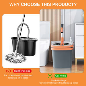 Serpillière Magic Spin 360 à tête rotative avec seau auto-nettoyant et séparation des eaux usées pour le nettoyage des sols - Product Image 4