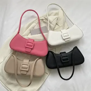 Temperament PU simple solid color foreign air pillow type magnetic buckle shoulder underarm bag