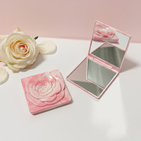 Miroir cosmétique compact portable double face en forme de rose personnalisé, loupe de poche, outil de maquillage, cadeau de beauté de voyage