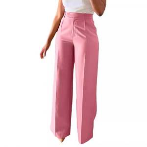 Pantalones de poliéster I-0532 para mujer, estilo nuevo, corte recto, cintura alta, holgados, formales, impermeables, ecológicos, corte bootcut, para primavera - Product Image 3