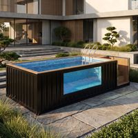 Piscine en fibre de verre, piscine hors sol personnalisée avec terrasse moderne pour projets de jardins, d'hôtels et de complexes hôteliers
