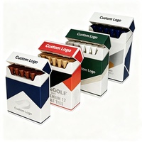 Boîte à cigarettes noire personnalisée en promotion, assortiment de tailles, avec tees de golf en bois de bambou naturel blanc et logo personnalisé sur le dessus