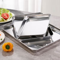 Rechthoekige serveerschaal van 304 roestvrij staal, verdikte metalen schaal voor fruit, brood, snacks, groenten, keuken, restaurant, thuis