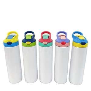 Bouteille d'eau sport 12 oz avec poignée et bec verseur, couvercle anti-éclaboussures, vierge pour sublimation, pour enfant et bébé, modèle droit et fin, fabriquée au Vietnam - Product Image 1
