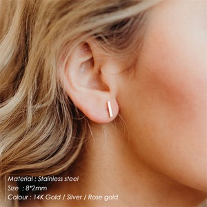 ต่างหูสแตนเลสทรงสี่เหลี่ยมจตุรัส สีทอง สีเงิน สำหรับผู้หญิง ยูอิเน็น 438 - Product Image 1