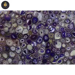 Azulejo de piedras preciosas de ágata lila de panel semiprecioso púrpura retroiluminado