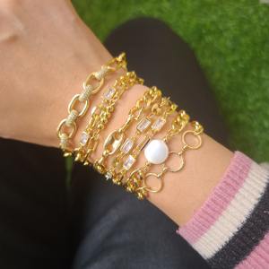 Bracelets pour femmes BC1413, chaîne à maillons rectangulaires en <span class=keywords><strong>or</strong></span> délicat, avec zircon cubique en forme <span class=keywords><strong>de</strong></span> <span class=keywords><strong>grain</strong></span> <span class=keywords><strong>de</strong></span> <span class=keywords><strong>café</strong></span> - Product Image 3