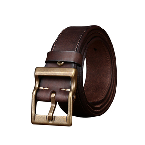 Cinturones de cuero para hombre Genuino Vintage Cuero de vaca Hecho a mano Tendencia de moda Hebilla de cobre Cinturones vaqueros para hombre - Product Image 6