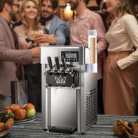 YKF-7118 Machine à glace molle commerciale 3 saveurs, en acier inoxydable, pour comptoir, nouvelle, 220V