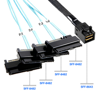 Cable de Transmisión de Alta Velocidad Mini SAS SFF-8087 a 4 SFF-8482 con Blindaje Trenzado de PVC para Ordenador/Servidor RAID