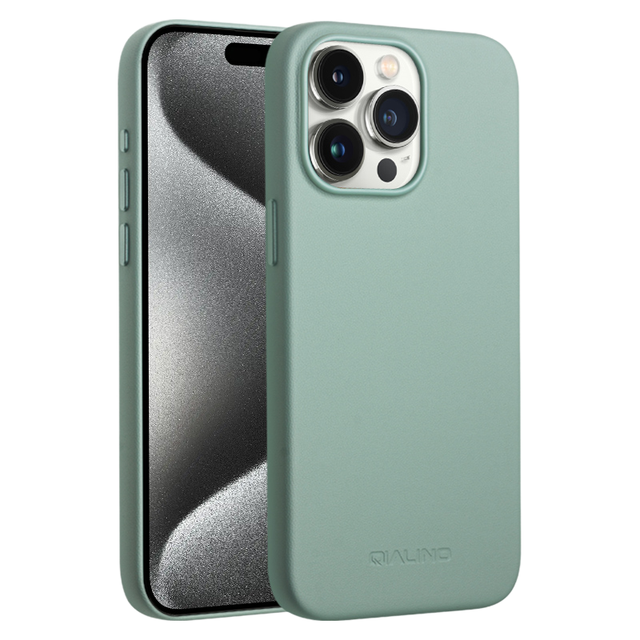 QIALINO Flip Handmade Phone Leather Case Snap on Back Cover for 15 16 Pro Max Shockproof Slim Case Magsafe
