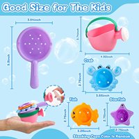 Jouet de bain pour enfants de 2 à 4 ans, 5 pièces, gobelets empilables arc-en-ciel, barquettes, arrosoir, formes d'animaux marins, plastique, petit cadeau unisexe pour bébé
