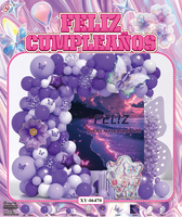 Papillon Thème Latex Couleur Ballon Ensembles Violet Rose Guirlande Arc Kit Espagnol Fête D'anniversaire Décorations Fournitures