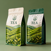 Emballage d'impression personnalisé à marque privée, sachets refermables en aluminium pour grains de café de 250 g et 500 g, sachets de thé réutilisables à fond plat