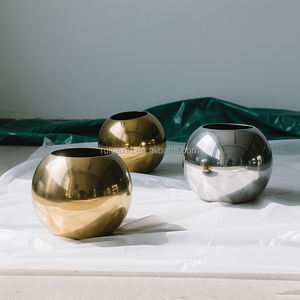 Ronde Roestvrijstalen Bloemenvaas Decoratieve Rustieke Bloemenvaas Voor Woonkamer - Product Image 3