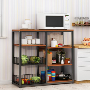 Multi Tier Kitchen Storage Rack With Microwave Shelf And Condiment Organizer Space Saving Design For Kitchen Organization - Product Image 2