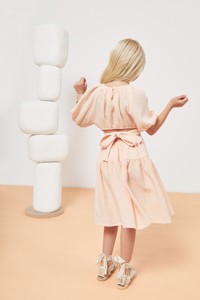 <span class=keywords><strong>Abito</strong></span> estivo 2024 in <span class=keywords><strong>cotone</strong></span> organico personalizzato per adolescenti e bambini abiti Casual con maniche a sbuffo in <span class=keywords><strong>mussola</strong></span> - Product Image 2