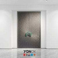 Porte d'entrée battante en aluminium moulé sur mesure YDNCN, double porte d'entrée moderne de luxe, texture sculptée, zincé, sécurité, pour villa principale