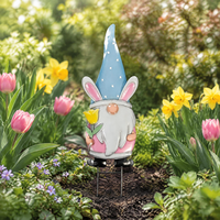 Figurine d'elfe de Pâques en métal, résistante aux intempéries, faite à la main, pour décoration de jardin, patio, pelouse