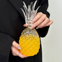 Vente en gros : Verre créatif transparent en forme d'ananas avec paille, en verre borosilicate, pour latte, jus et boissons vintage