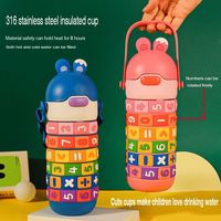Botella de Agua Aislada al Vacío de Doble Pared de Acero Inoxidable 316 Ecológica de 430 ml, Linda y Divertida Taza Térmica Digital con Forma de Bala 6-12