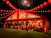 Tente de mariage chinoise traditionnelle Dragon Rouge Phénix, imperméable >3000 mm, structure en aluminium, chapiteau mobile pour banquets