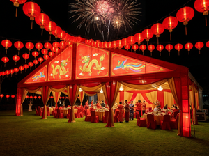 Tente de mariage chinoise traditionnelle Dragon Rouge Phénix, imperméable >3000 mm, structure en aluminium, <span class=keywords><strong>chapiteau</strong></span> mobile pour banquets - Product Image 2