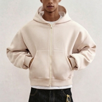 Felpa con Cappuccio Nera di Alta Qualità in French Terry, Spalle Scese, Pesante, Personalizzabile con Zip, Ecologica e Stampata per Uomo