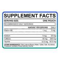 Pochette orale personnalisée 50mg de caféine naturelle et nootropique avec L-Tyrosine pour améliorer la concentration et L-Théanine pour l'énergie