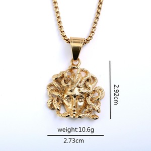 yunnique Stainless Steel Men's <b>Medusa</b> Pendant <b>Necklace</b> Gold 60cm Chain Fashion Jewelry Gift - Product Image 5