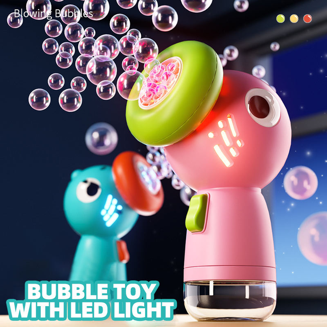 Bubble Toy Cartoon Electric Bubble Blower With LED Light Mini Bubble Machine Kids Outdoor Play Bubble Toy