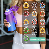 Bouteille d'eau en plastique de qualité alimentaire sans BPA avec logo personnalisé, bouteille d'eau de sport avec pod aromatisé
