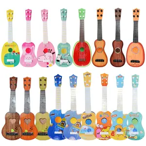 1-2 instrumento de simulación para niños Mini guitarra de juguete de cuatro cuerdas puede jugar juguetes de música de iluminación Juguetes de instrumentos musicales