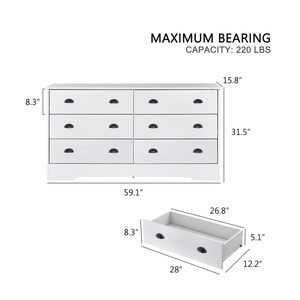 Hiện Đại 6-Ngăn Kéo Màu Trắng Bằng Gỗ Tủ Quần Áo Cho Phụ Nữ Mặt Trời Mọc Phòng Ngủ Ngực Ngăn Kéo Với Thiết Kế Hiện Đại Cho Phòng Khách Sử Dụng - Product Image 2