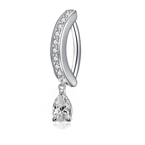 ASTM F136 titanio 14G anello <span class=keywords><strong>ombelico</strong></span> con zircone cubico a goccia penzoloni Clicker <span class=keywords><strong>ombelico</strong></span> anello Sexy donna Piercing gioielli - Product Image 2