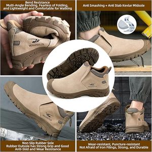 Zapatos <span class=keywords><strong>de</strong></span> Seguridad para Hombre con Protección Laboral Anti-Impactos y Anti-Penetración, Parte Superior <span class=keywords><strong>de</strong></span> Gamuza, Estilo Botín - Product Image 6