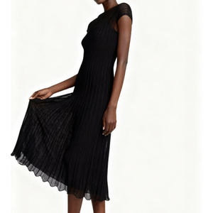 女式蕾丝舞会礼服，配有意大利面条肩带和短袖，正式宴会、舞会和庆祝活动的百褶派对礼服 - Product Image 3