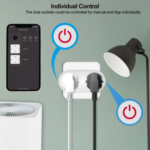 ปลั๊กอัจฉริยะ Tuya พร้อมฟังก์ชันวัดพลังงาน ตั้งเวลา ควบคุมผ่าน WiFi ช่องเสียบคู่ 16A 2 in 1 รองรับปลั๊กแบบ EU ใช้งานร่วมกับ Alexa และ <span class=keywords><strong>Hey</strong></span> <span class=keywords><strong>Google</strong></span> ได้ - Product Image 6