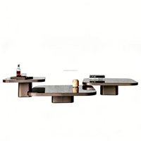 Table basse combinée de luxe italienne en acier inoxydable avec plateau en verre, ensemble de tables centrales pour salon, hall d'hôtel, mobilier de villa