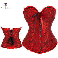 Corset gothique vintage en dentelle à baleines pour femme, gaine amincissante, bustier, body sculptant, grande taille