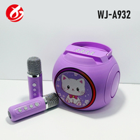 Speaker Karaoke Bluetooth HIFI Portabel Grosir dengan 2 Mikrofon Nirkabel Lampu LED RGB untuk Acara Keluarga
