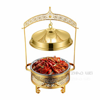 Neu eingetroffen: Edelstahl Goldener Vierblättriger Klee 4,5L Umweltfreundlicher Speisenwärmer Chafing Dish mit Deckelhalter und Diamantabdeckung
