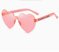 Lunettes de soleil sans monture en forme de cœur Ranguo, logo personnalisé, multicolores, transparentes, faites à la main, sérigraphiées, cadeau promotionnel