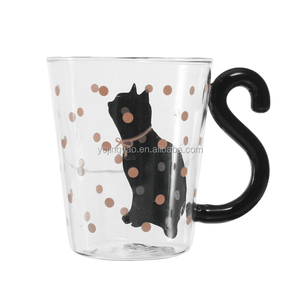 Personalizado bonito gato chá copo Natal férias água vidro copo camping vidro leite copo com suporte - Product Image 1