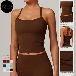 Canottiera da donna da palestra e Yoga 2 pezzi <span class=keywords><strong>con</strong></span> spalline e pantaloncini attillati attillati <span class=keywords><strong>con</strong></span> motivo solido - Product Image 1