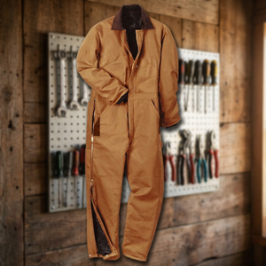 Combinaison de travail marron avec jambes zippées et poches, vêtements de sécurité pour usage industriel - Product Image 4