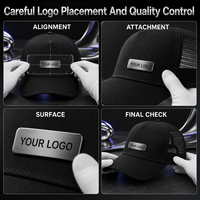 Casquette de baseball structurée en coton à 5 panneaux avec logo personnalisé, visière en maille, réglable, de qualité supérieure, avec badge métallique, pour merchandising de marque