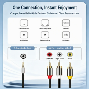 Cable Premium de 3.5mm a RCA, Chapado en Oro de 24K, Doble Blindaje, Divisor Auxiliar a 2 RCA Macho en Y, Sonido Claro y Estable para Teléfono - Product Image 5