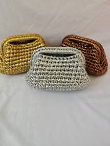 Borsa a Tracolla in Poliestere di Lusso Fatta a Mano con Colore Metallizzato, <span class=keywords><strong>Pochette</strong></span> da Sera per <span class=keywords><strong>Donna</strong></span> con Catena - Product Image 3